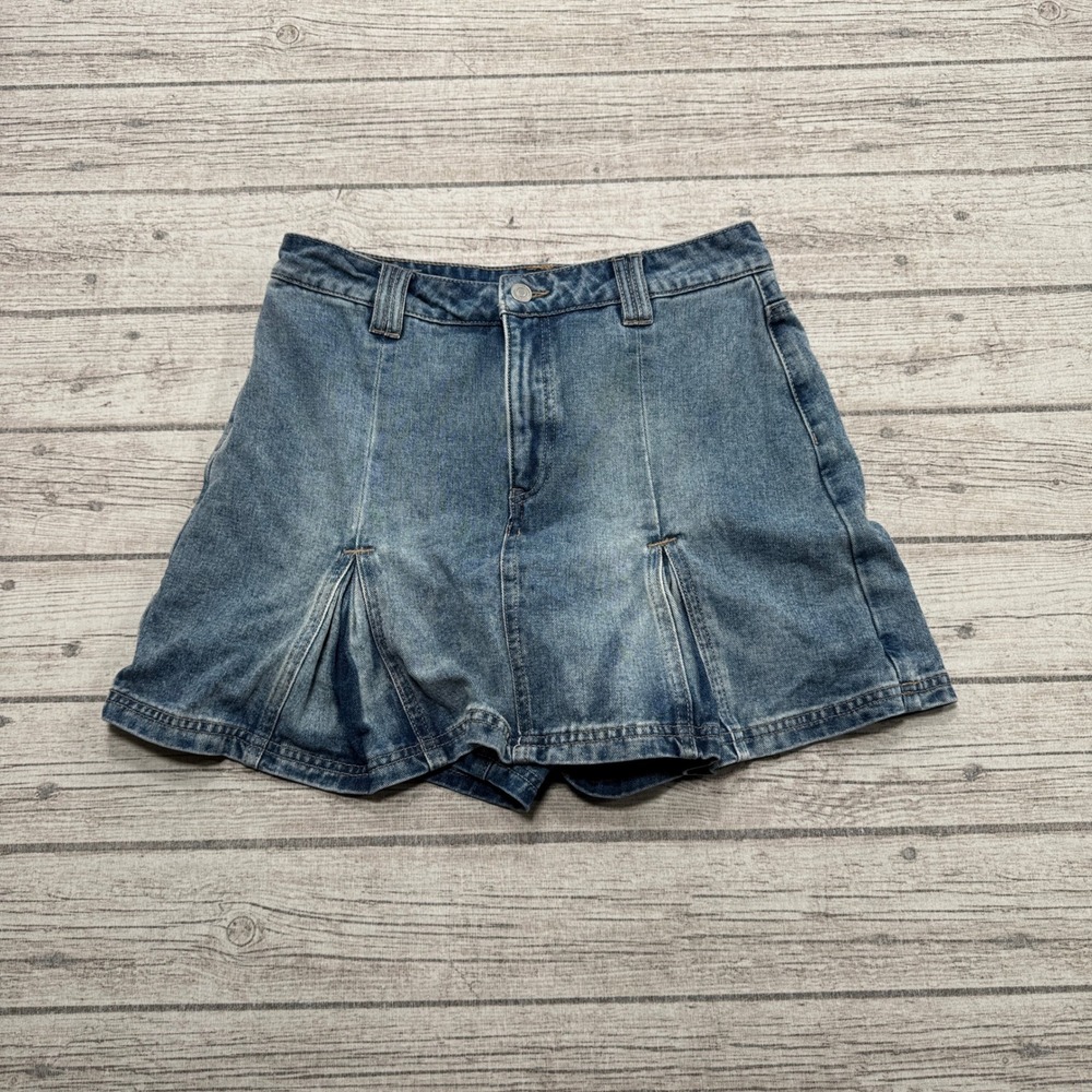 Vero Moda Denim Skort Women's Medium Blue Pleated Front Athletic Classic Fit Y2K
